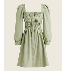 J. Crew Petite cinched-waist cotton poplin mini dress pistachio color